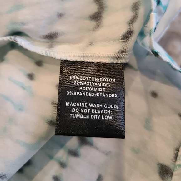 Lafayette 148 New York women's button down shirt stretch sz. 8 white/green/black - Picture 6 of 10